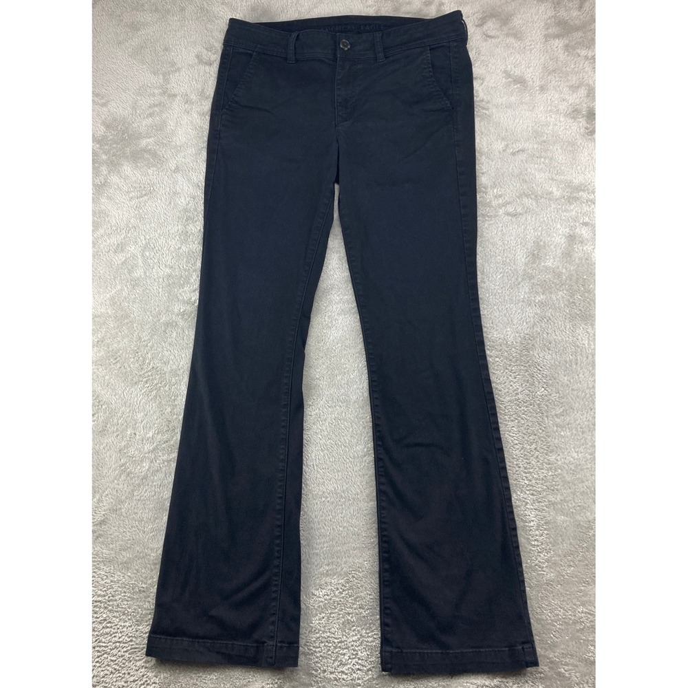 American Eagle Kick Boot Super Stretch Black Pants Womens 12 Long Mid Rise